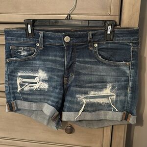 American Eagle Distressed Cuffed Denim Shorts